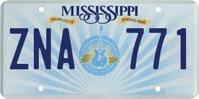 MS license plate ZNA771