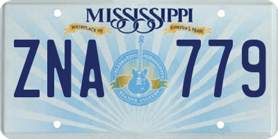 MS license plate ZNA779