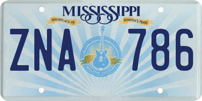 MS license plate ZNA786