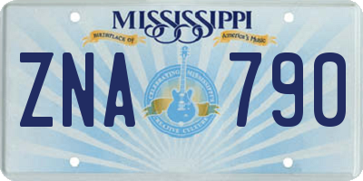 MS license plate ZNA790