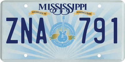 MS license plate ZNA791