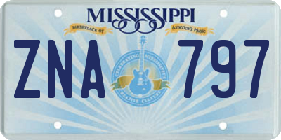 MS license plate ZNA797
