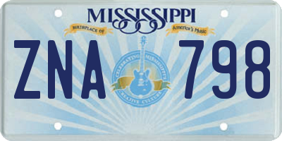 MS license plate ZNA798