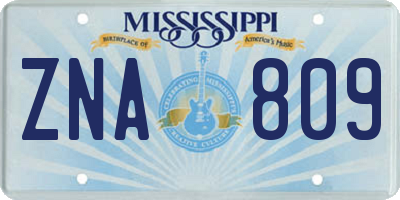 MS license plate ZNA809