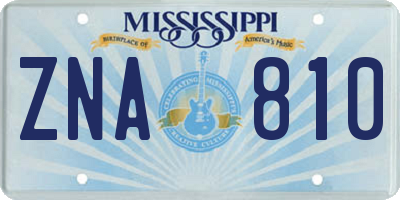 MS license plate ZNA810