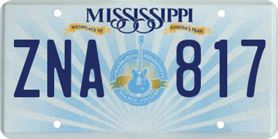 MS license plate ZNA817