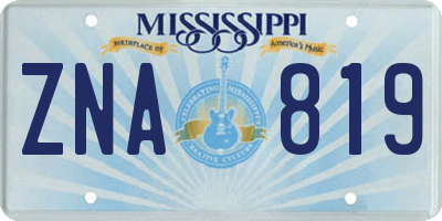 MS license plate ZNA819