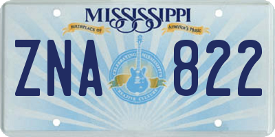 MS license plate ZNA822