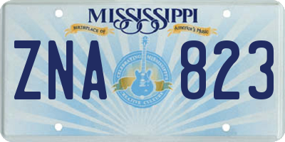 MS license plate ZNA823