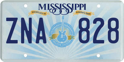 MS license plate ZNA828