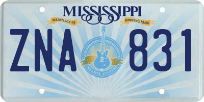 MS license plate ZNA831