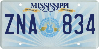 MS license plate ZNA834