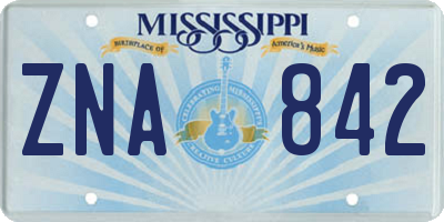 MS license plate ZNA842