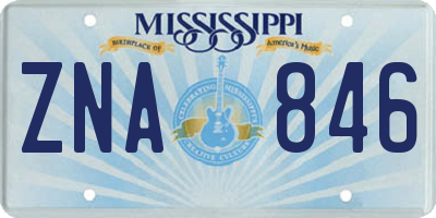 MS license plate ZNA846