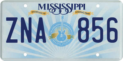 MS license plate ZNA856