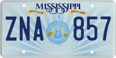 MS license plate ZNA857