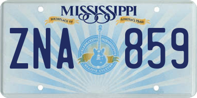 MS license plate ZNA859