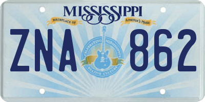 MS license plate ZNA862