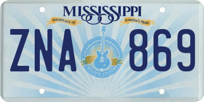 MS license plate ZNA869