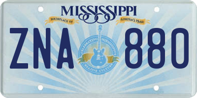 MS license plate ZNA880