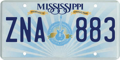 MS license plate ZNA883