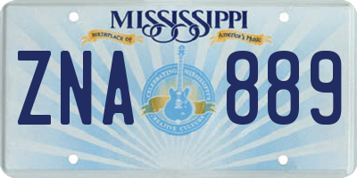 MS license plate ZNA889