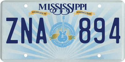MS license plate ZNA894