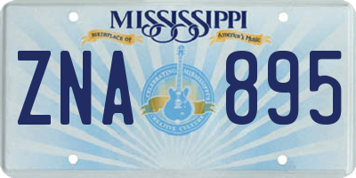 MS license plate ZNA895