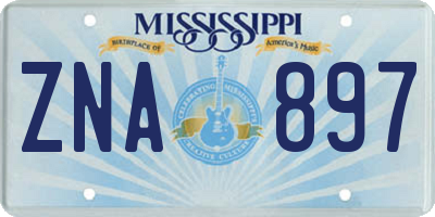 MS license plate ZNA897