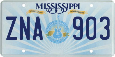MS license plate ZNA903