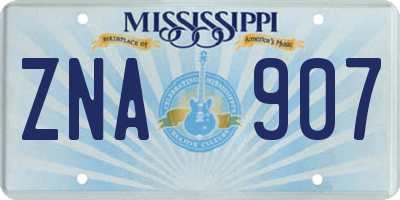MS license plate ZNA907