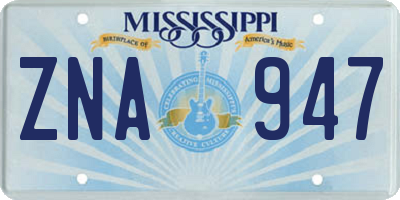 MS license plate ZNA947