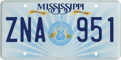 MS license plate ZNA951