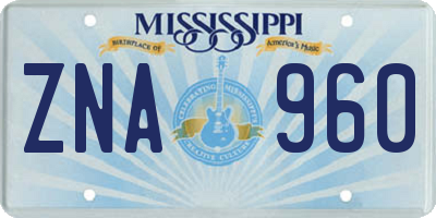 MS license plate ZNA960