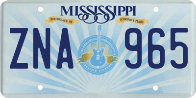 MS license plate ZNA965