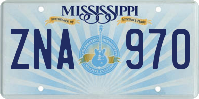 MS license plate ZNA970