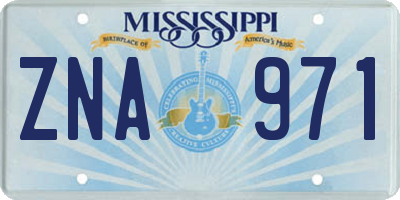 MS license plate ZNA971