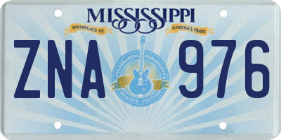 MS license plate ZNA976