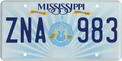 MS license plate ZNA983