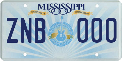 MS license plate ZNB000