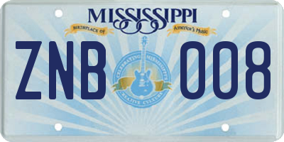 MS license plate ZNB008