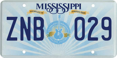 MS license plate ZNB029