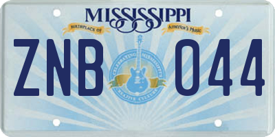 MS license plate ZNB044