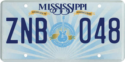 MS license plate ZNB048