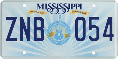 MS license plate ZNB054