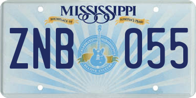 MS license plate ZNB055
