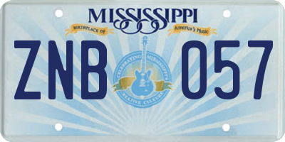 MS license plate ZNB057