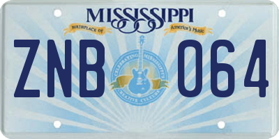 MS license plate ZNB064