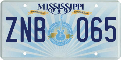 MS license plate ZNB065