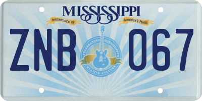 MS license plate ZNB067